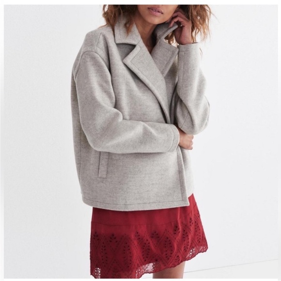 Madewell Short Swing Wool Jacket Stone Gray F3992 XS - Picture 2 of 12
